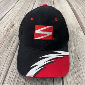 Swisher  Black White & Red Lightning Bolt Mens Strap back Baseball Cap Hat.